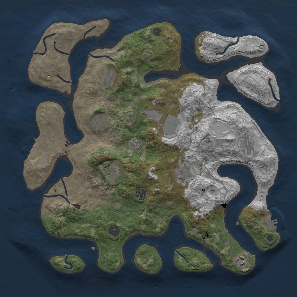 Rust Map: Procedural Map, Size: 4000, Seed: 1117857028, 17 Monuments