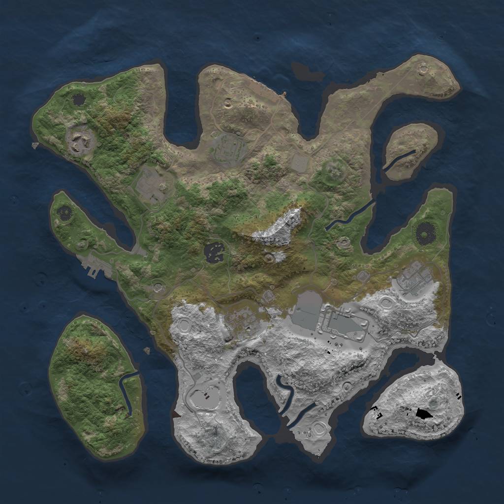 Rust Map: Procedural Map, Size: 3500, Seed: 1032851593, 15 Monuments