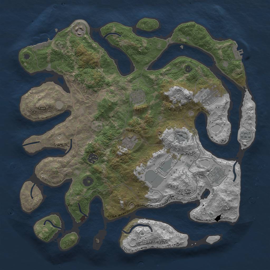 Rust Map: Procedural Map, Size: 4000, Seed: 4066693, 16 Monuments