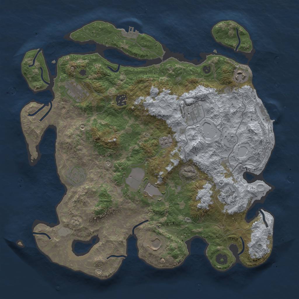 Rust Map: Procedural Map, Size: 3800, Seed: 5717513, 16 Monuments