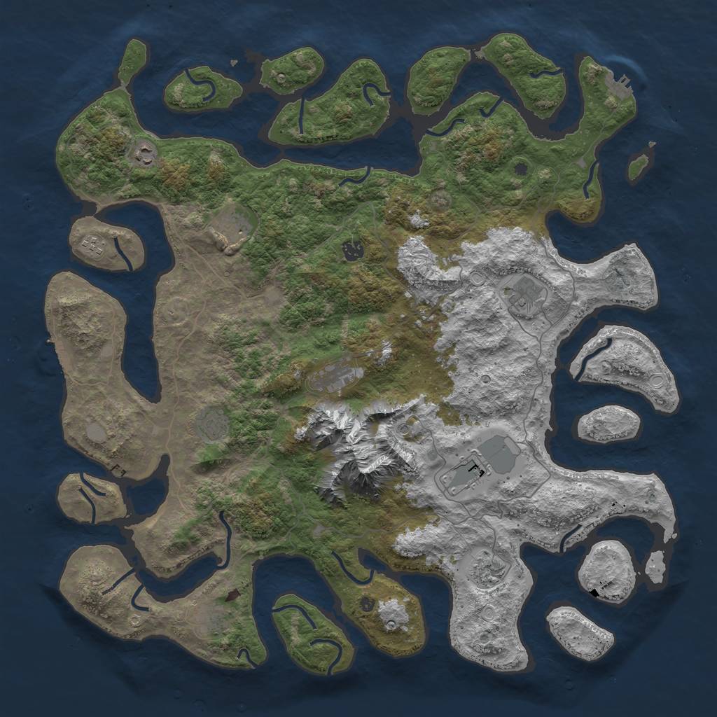 Rust Map: Procedural Map, Size: 5000, Seed: 7368215, 18 Monuments