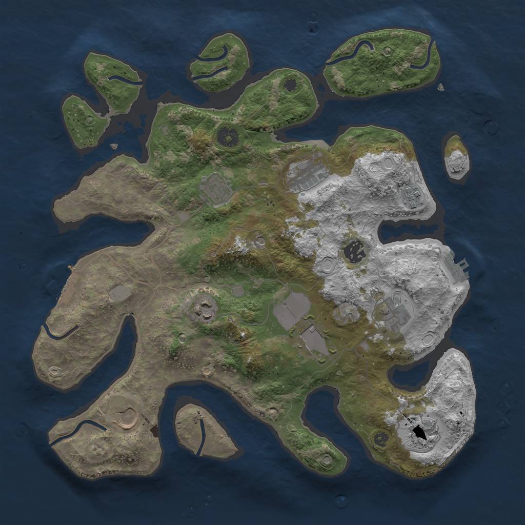 Rust Map: Procedural Map, Size: 3666, Seed: 1013442046, 17 Monuments