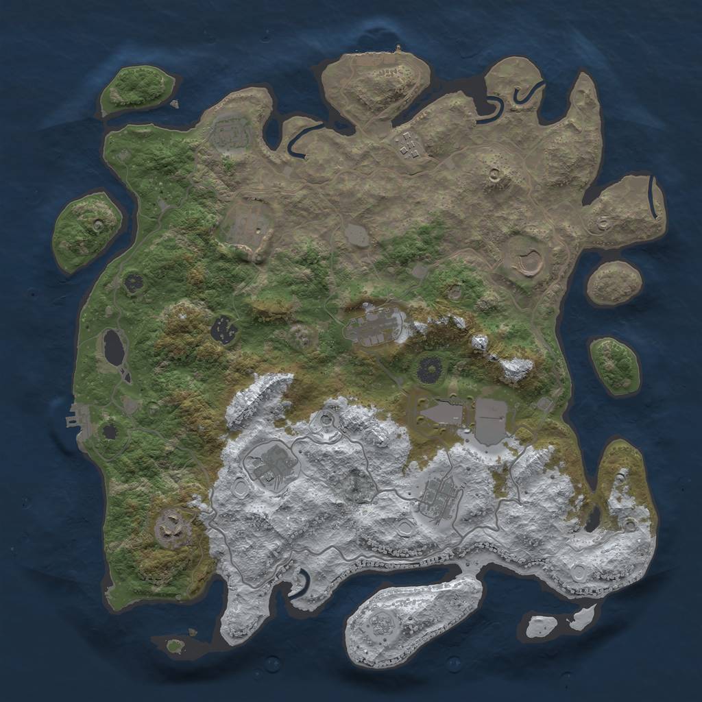 Rust Map: Procedural Map, Size: 4000, Seed: 5057, 19 Monuments