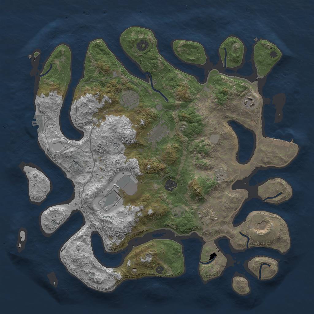 Rust Map: Procedural Map, Size: 4000, Seed: 872308564, 16 Monuments