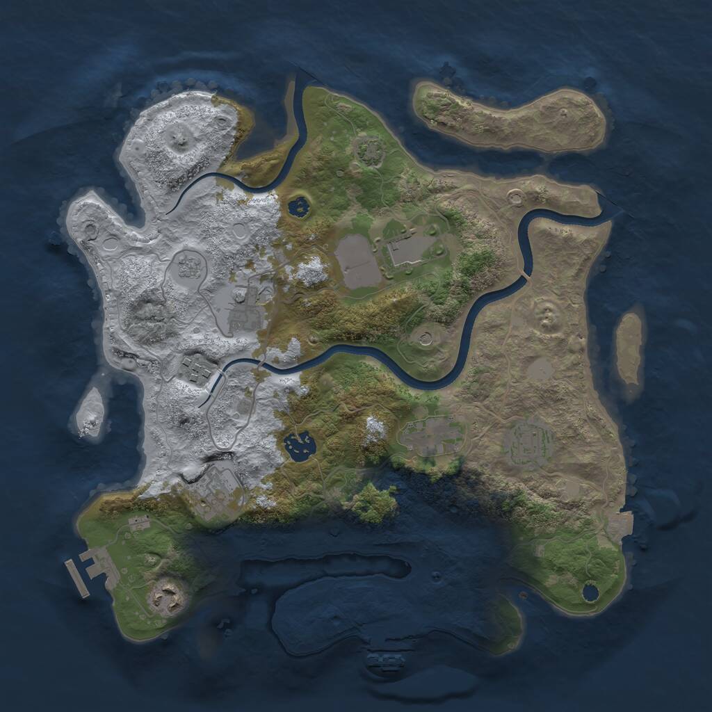 Rust Map: Procedural Map, Size: 3500, Seed: 12147648, 14 Monuments