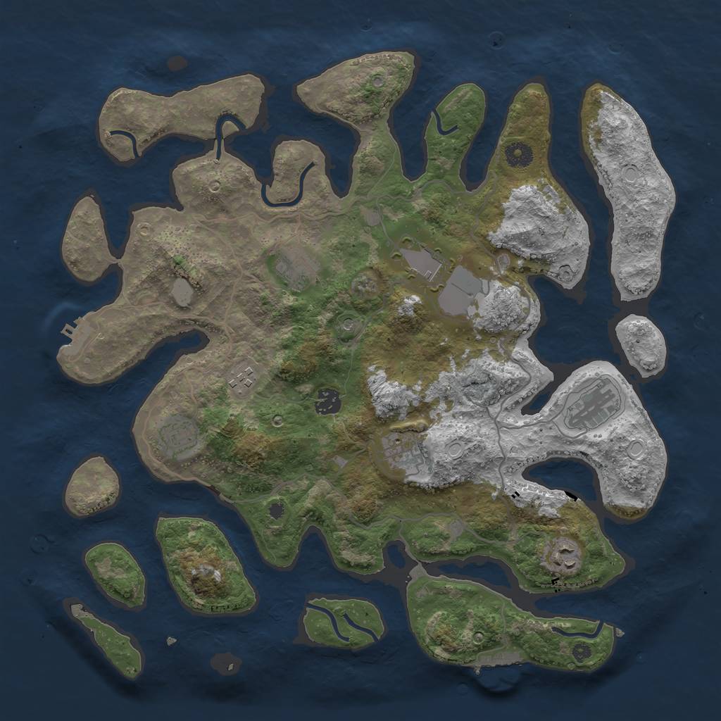 Rust Map: Procedural Map, Size: 4000, Seed: 638185041, 16 Monuments