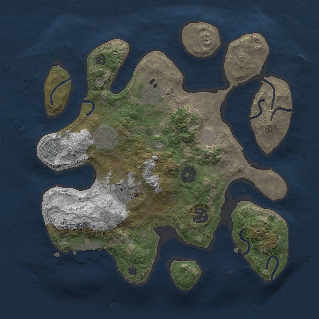 Rust Map: Procedural Map, Size: 3000, Seed: 2427752, 12 Monuments