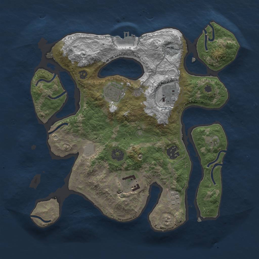 Rust Map: Procedural Map, Size: 3000, Seed: 1264945210, 11 Monuments