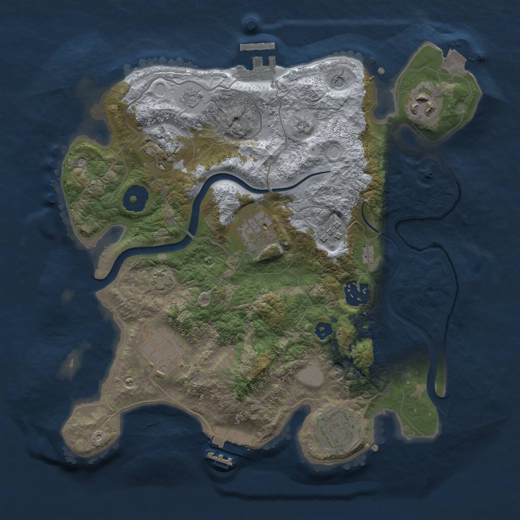 Rust Map: Procedural Map, Size: 3000, Seed: 1264945210, 13 Monuments