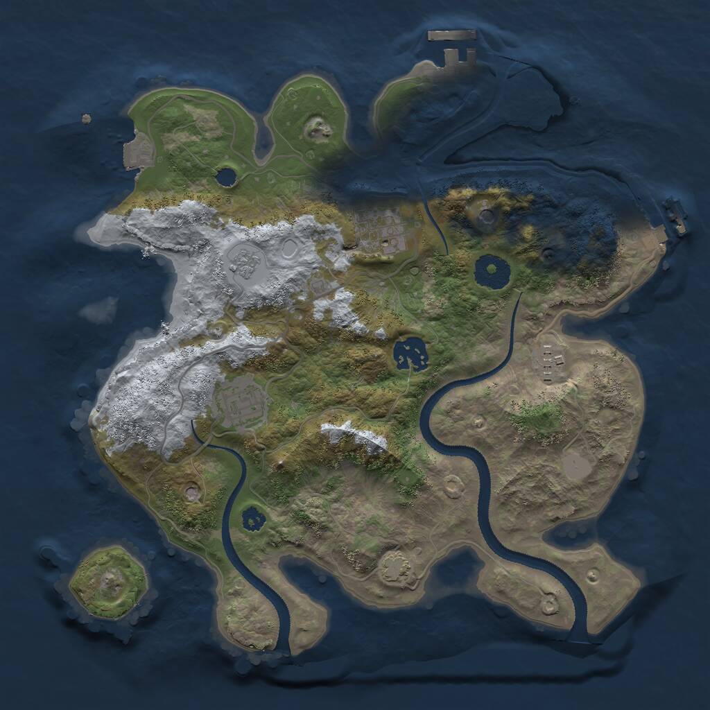 Rust Map: Procedural Map, Size: 3000, Seed: 943951676, 10 Monuments
