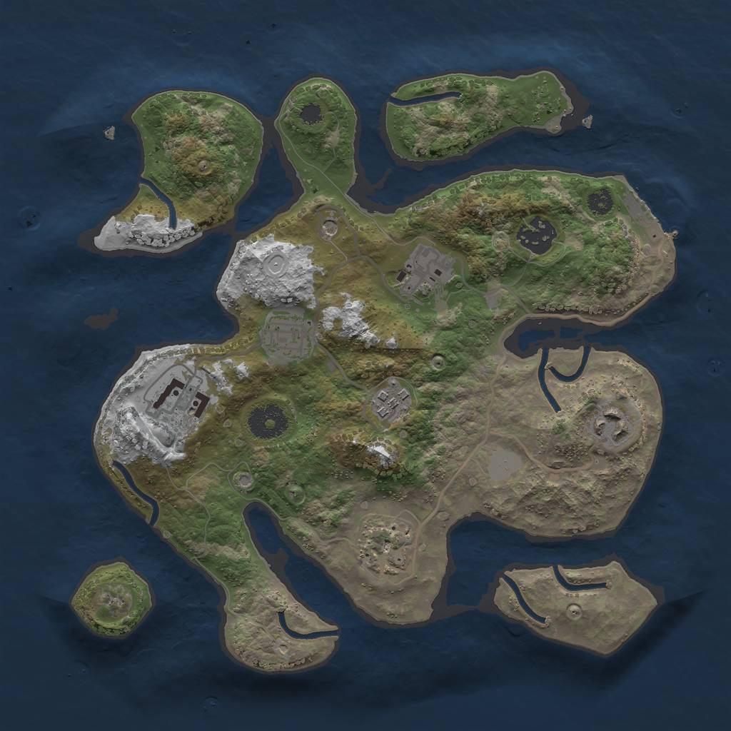 Rust Map: Procedural Map, Size: 3000, Seed: 943951676, 14 Monuments