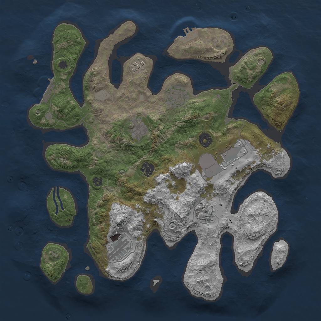 Rust Map: Procedural Map, Size: 3500, Seed: 1765120493, 15 Monuments