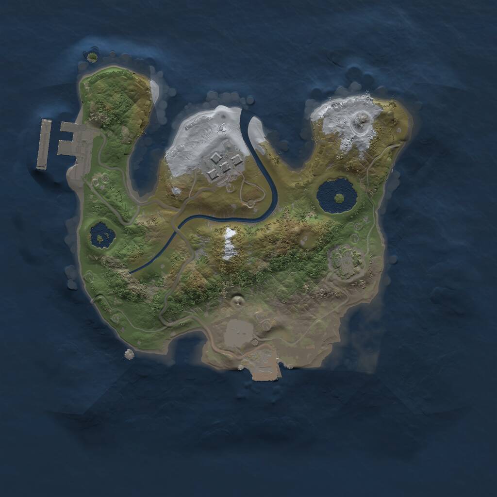 Rust Map: Procedural Map, Size: 2000, Seed: 8033745, 4 Monuments