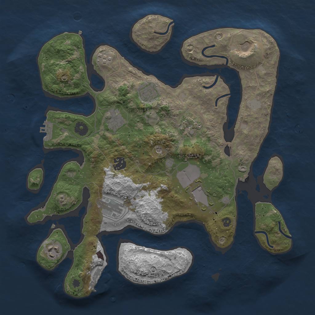 Rust Map: Procedural Map, Size: 3500, Seed: 1876723952, 17 Monuments