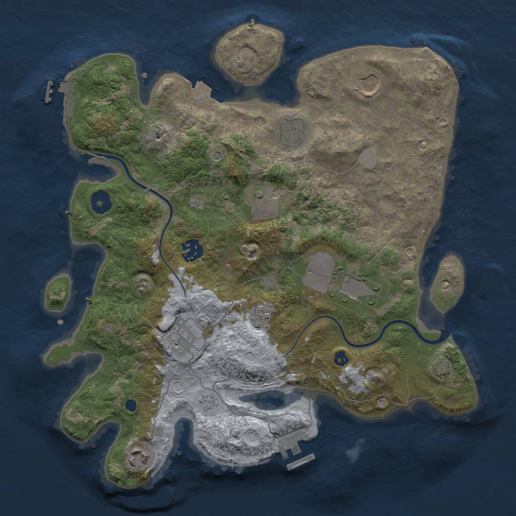 Rust Map: Procedural Map, Size: 3500, Seed: 1876723952, 14 Monuments