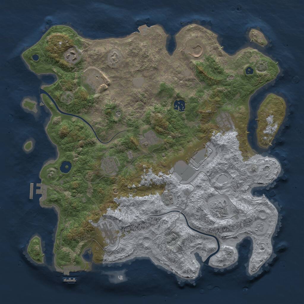 Rust Map: Procedural Map, Size: 3850, Seed: 789313663, 17 Monuments