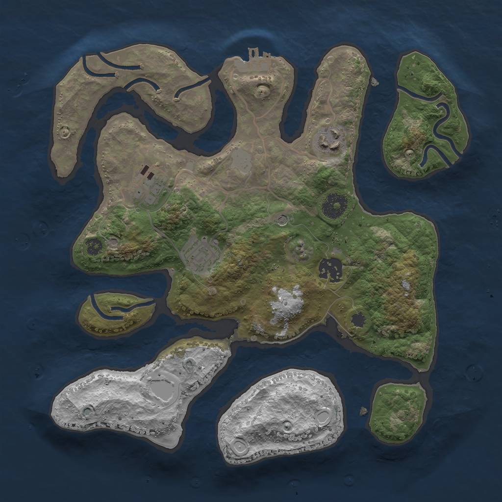 Rust Map: Procedural Map, Size: 3000, Seed: 87642, 11 Monuments