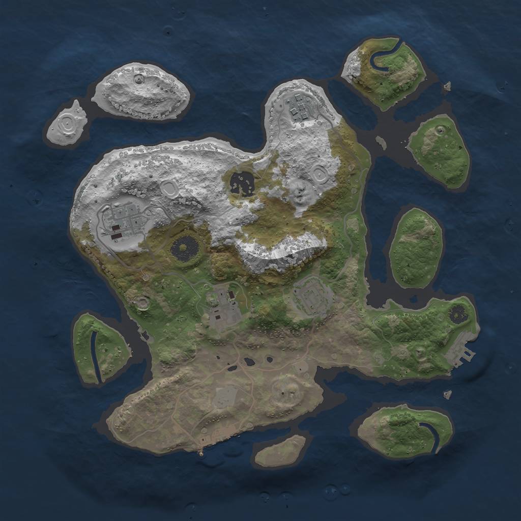 Rust Map: Procedural Map, Size: 3000, Seed: 910831, 12 Monuments