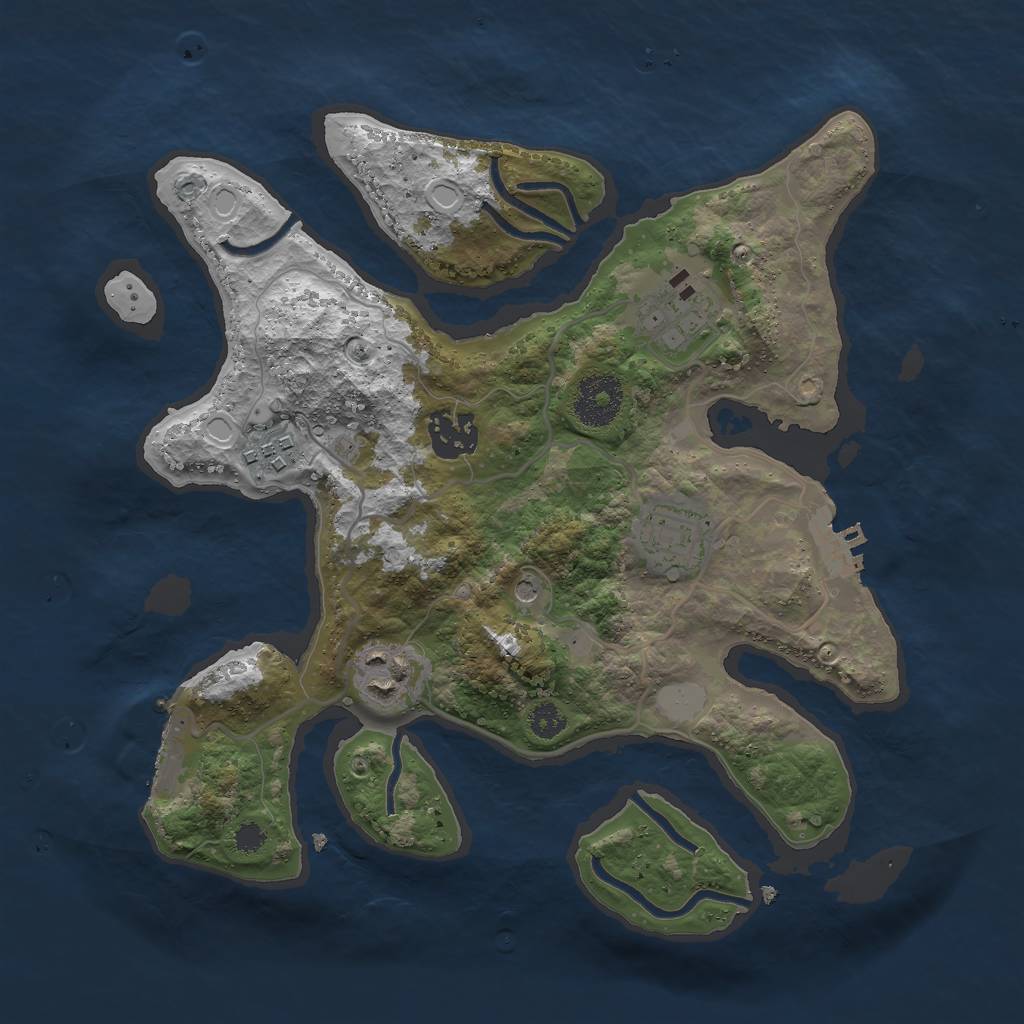 Rust Map: Procedural Map, Size: 3000, Seed: 445221, 13 Monuments