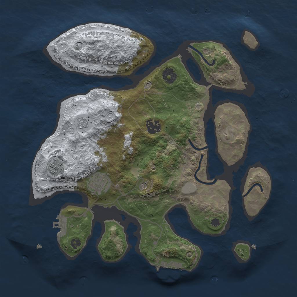 Rust Map: Procedural Map, Size: 3000, Seed: 939896, 12 Monuments