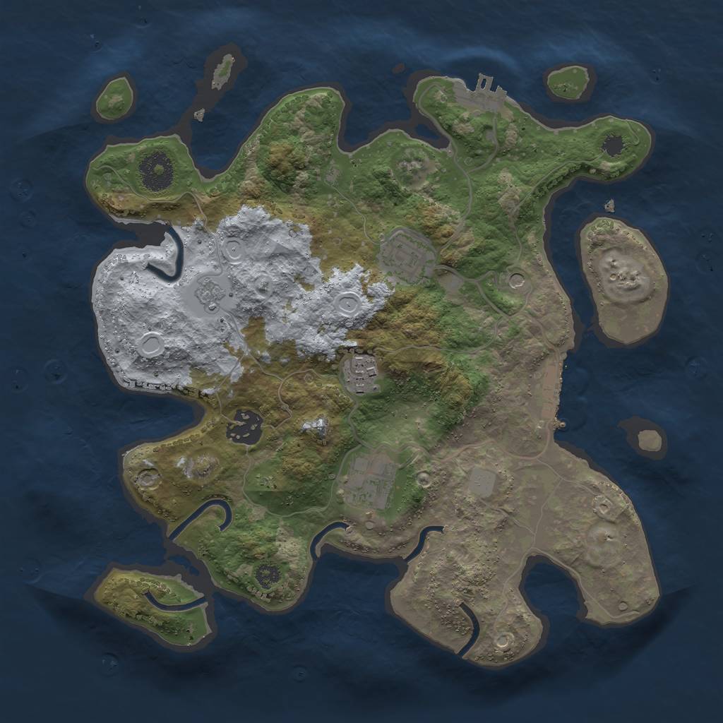 Rust Map: Procedural Map, Size: 3000, Seed: 629066, 11 Monuments