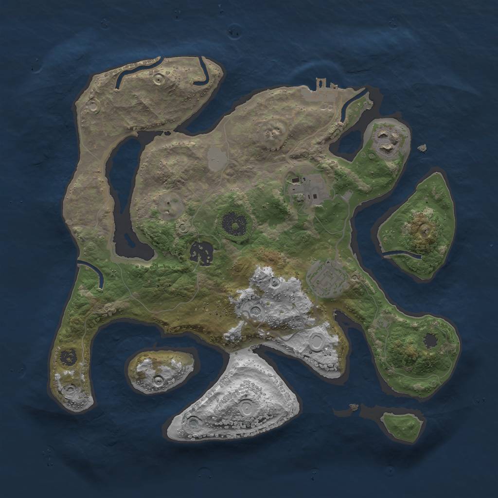 Rust Map: Procedural Map, Size: 3000, Seed: 676512, 11 Monuments