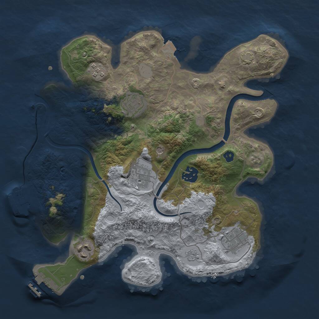 Rust Map: Procedural Map, Size: 3000, Seed: 992360, 12 Monuments