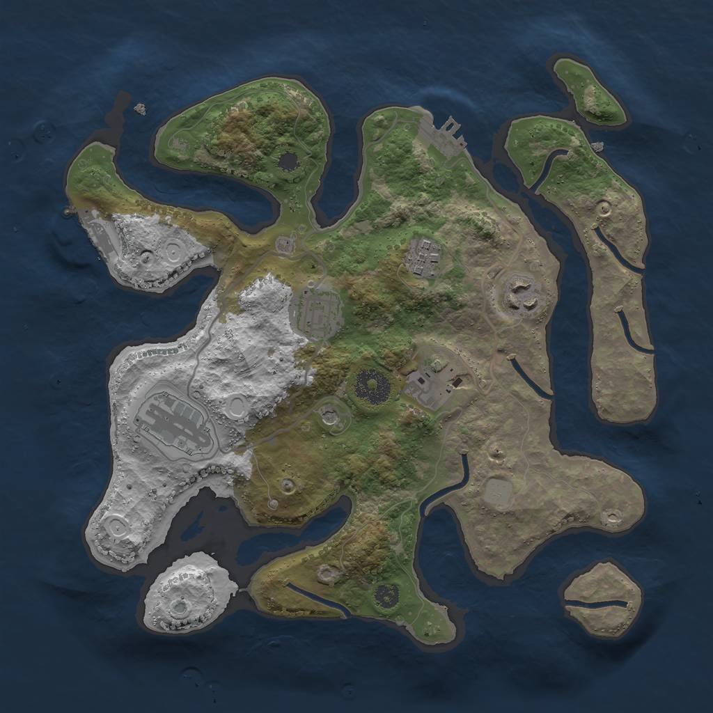 Rust Map: Procedural Map, Size: 3000, Seed: 967723, 13 Monuments