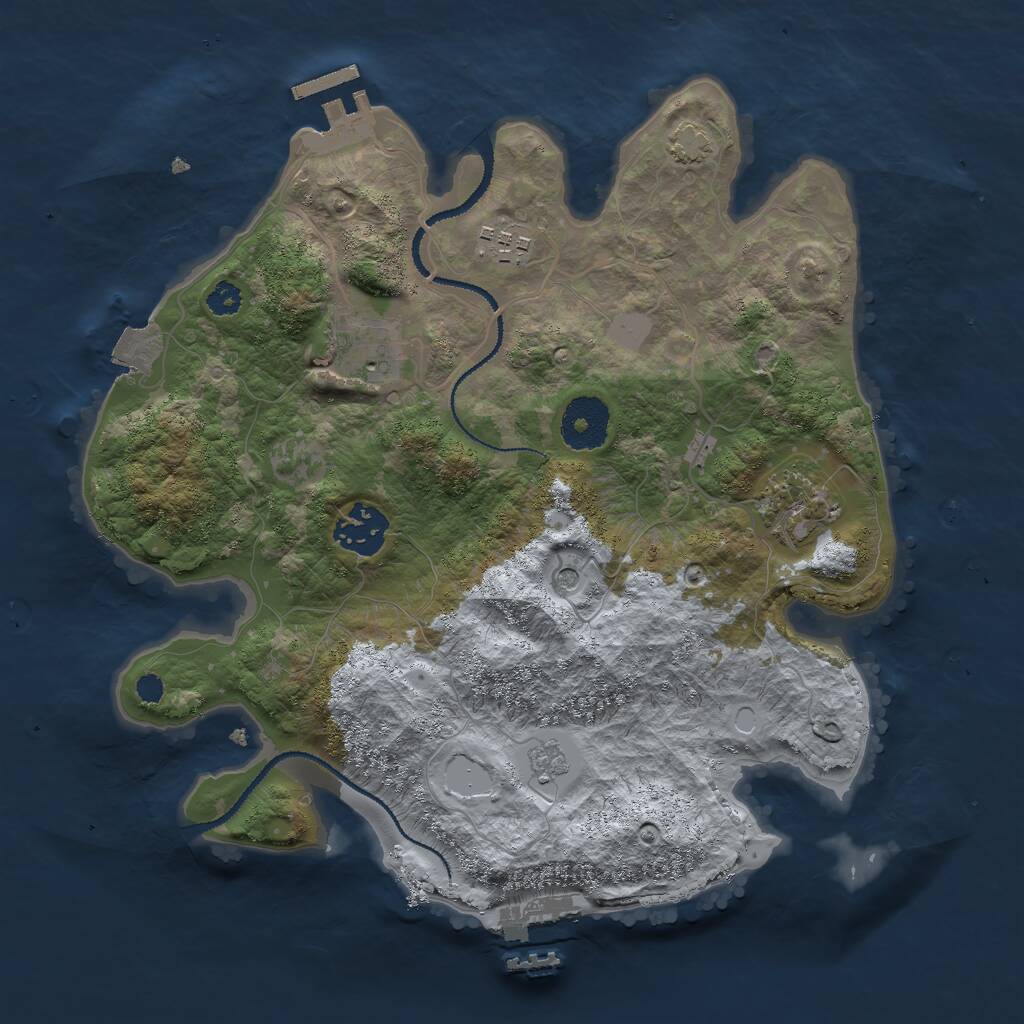 Rust Map: Procedural Map, Size: 3000, Seed: 383691, 10 Monuments