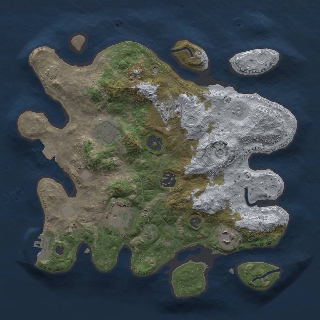 Rust Map: Procedural Map, Size: 3000, Seed: 287933, 12 Monuments