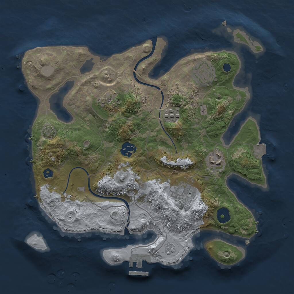 Rust Map: Procedural Map, Size: 3000, Seed: 304336, 10 Monuments