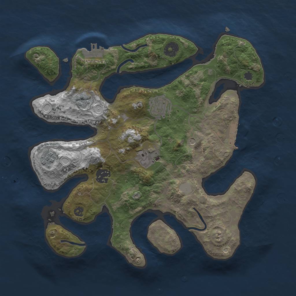 Rust Map: Procedural Map, Size: 3000, Seed: 977059, 12 Monuments