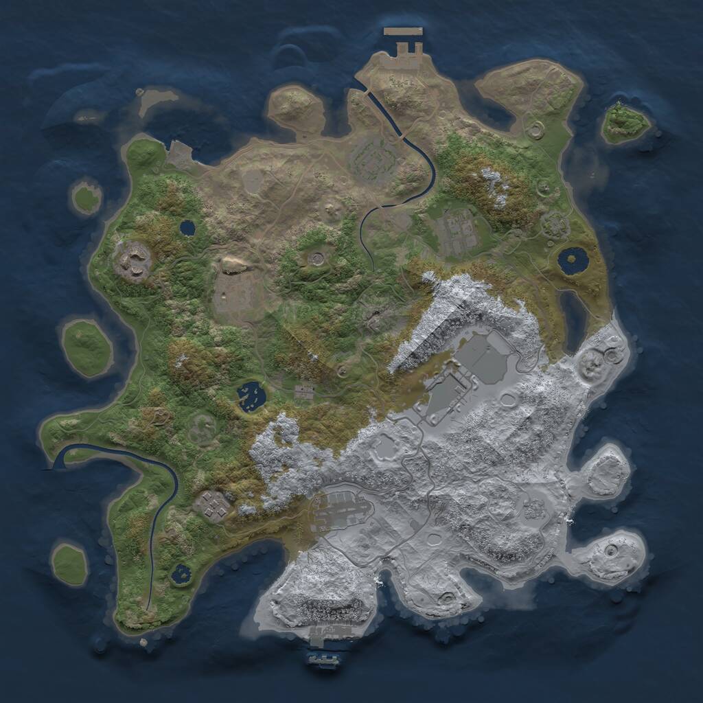 Rust Map: Procedural Map, Size: 3650, Seed: 1521126724, 14 Monuments