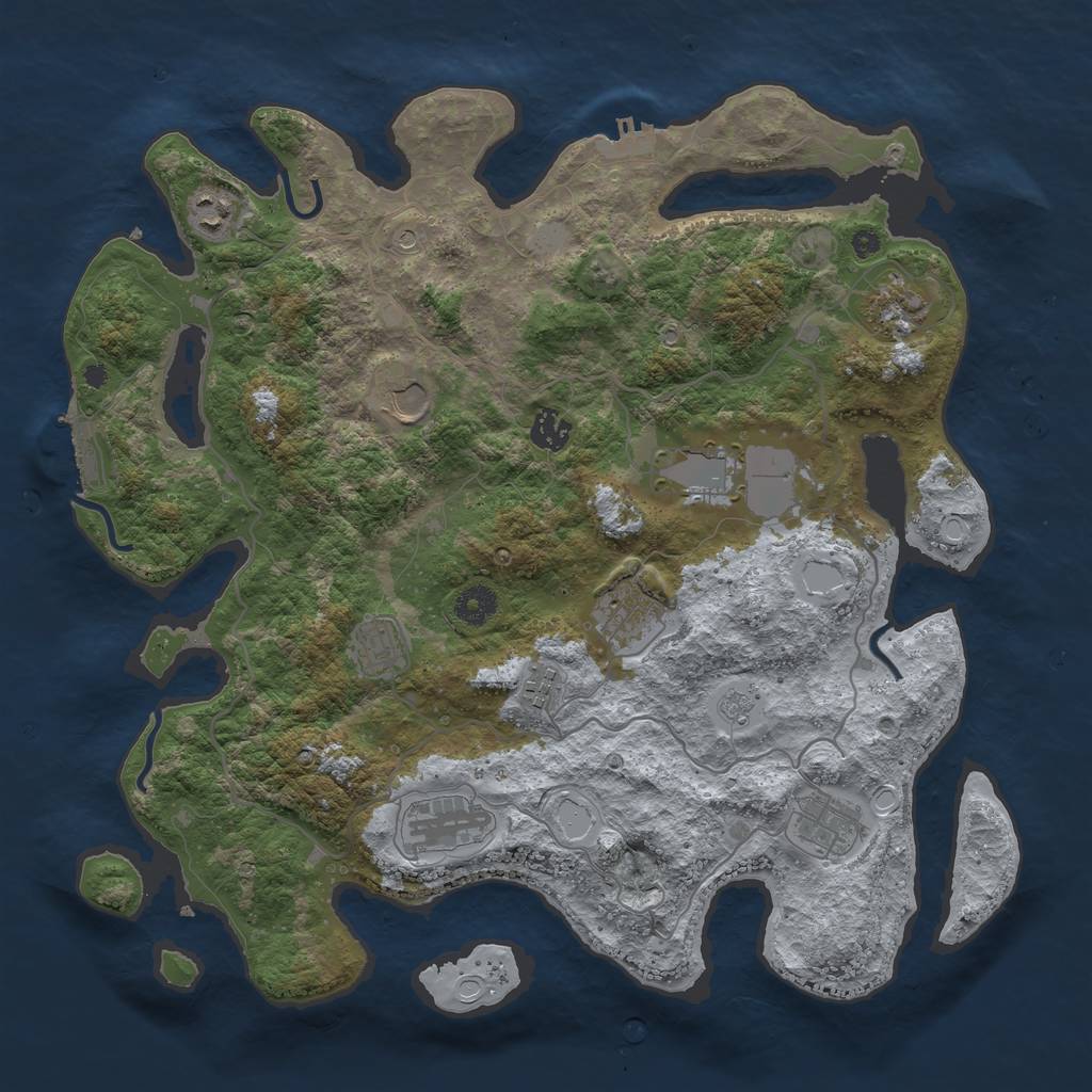 Rust Map: Procedural Map, Size: 4000, Seed: 4960857, 17 Monuments