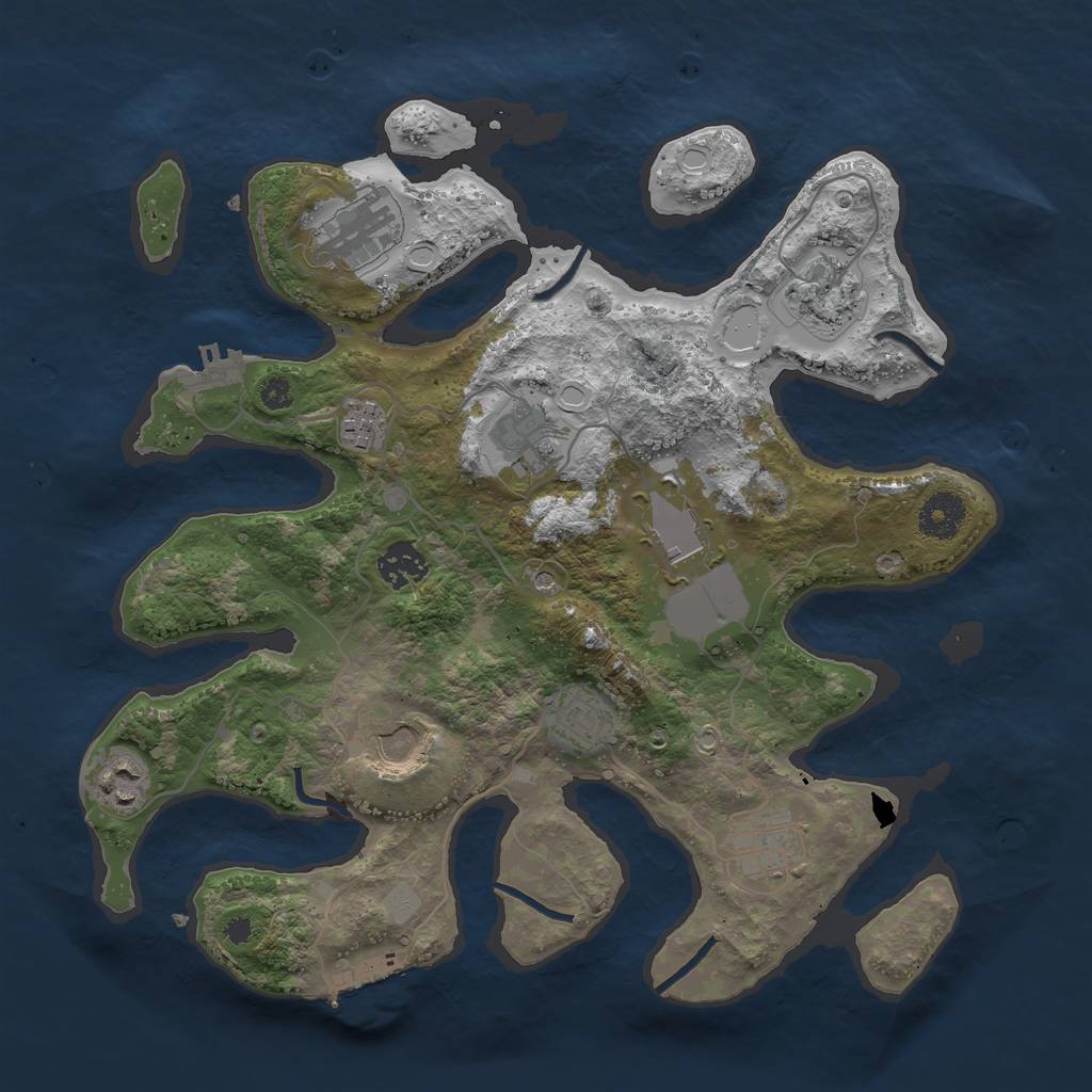 Rust Map: Procedural Map, Size: 3500, Seed: 2427745, 18 Monuments