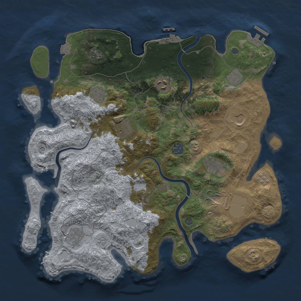 Rust Map: Procedural Map, Size: 3800, Seed: 124746279, 18 Monuments