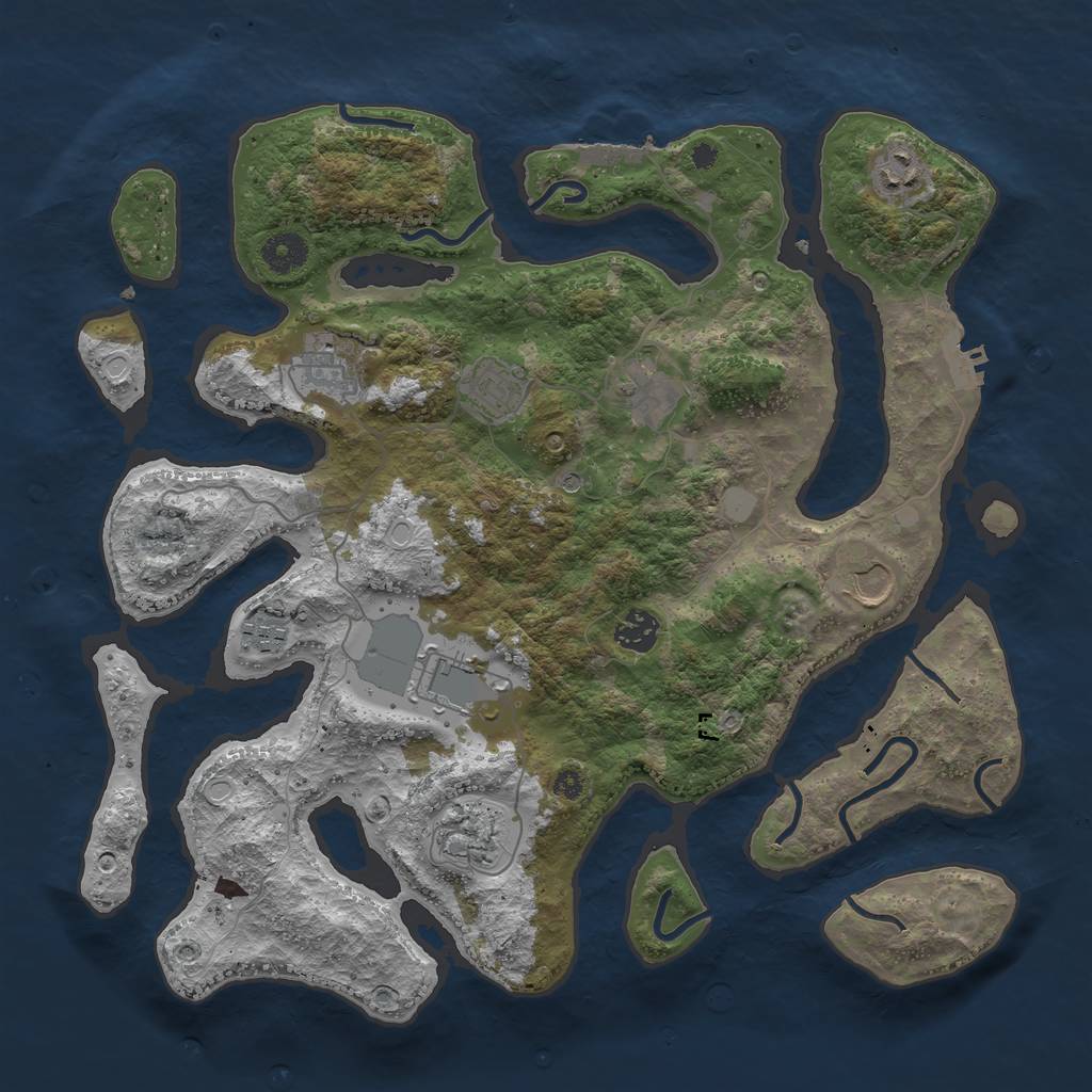 Rust Map: Procedural Map, Size: 3800, Seed: 124746279, 17 Monuments