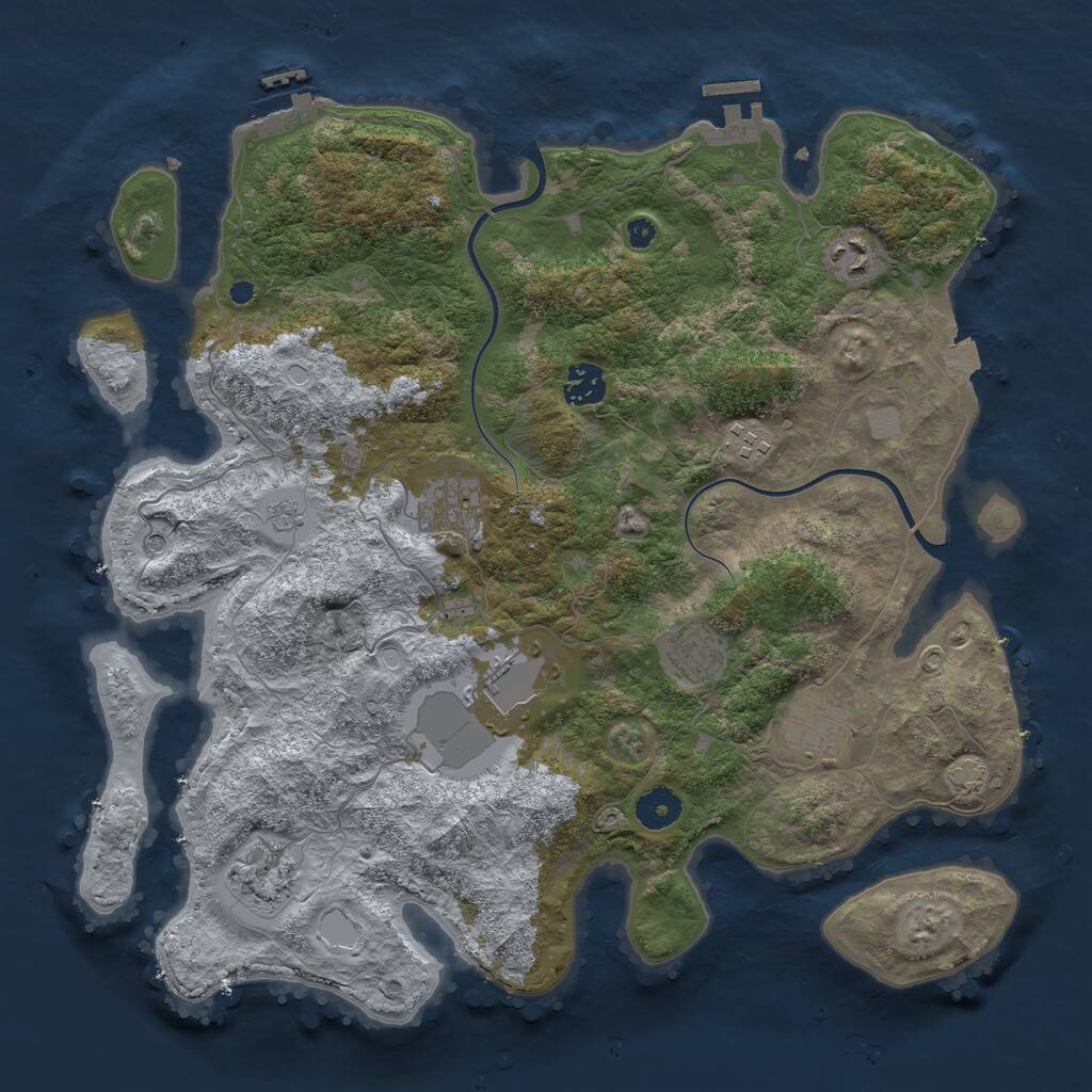Rust Map: Procedural Map, Size: 3800, Seed: 124746279, 14 Monuments
