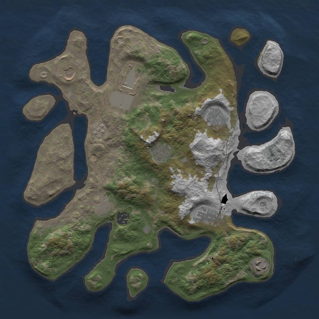 Rust Map: Barren, Size: 3700, Seed: 1550658272, 12 Monuments