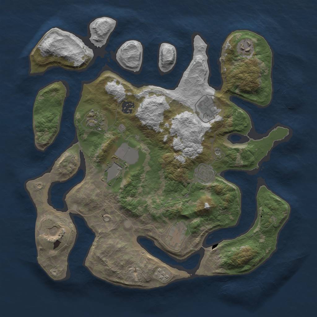 Rust Map: Barren, Size: 3700, Seed: 302602296, 12 Monuments