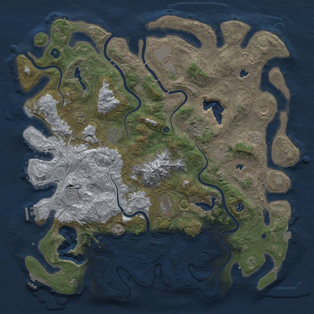 Rust Map: Procedural Map, Size: 5000, Seed: 1163197565, 16 Monuments