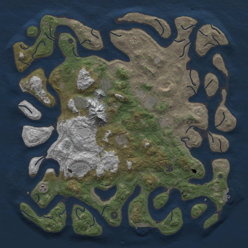 Rust Map: Procedural Map, Size: 5000, Seed: 1163197565, 19 Monuments