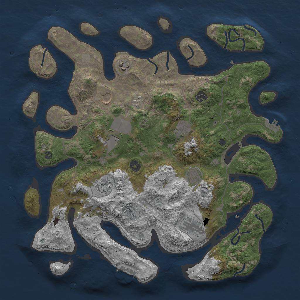 Rust Map: Procedural Map, Size: 4000, Seed: 1420446705, 17 Monuments