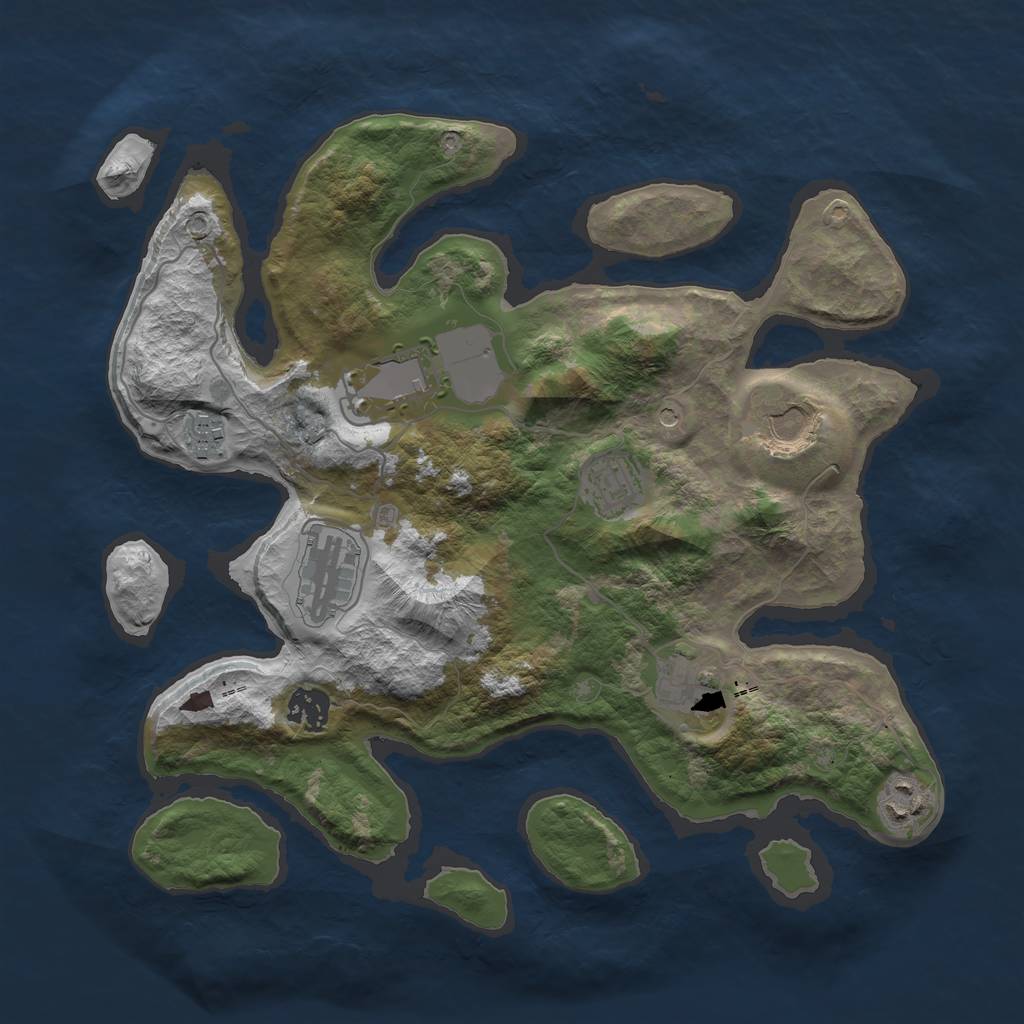 Rust Map: Barren, Size: 3500, Seed: 1165804648, 11 Monuments