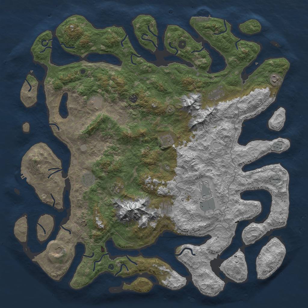 Rust Map: Procedural Map, Size: 5500, Seed: 316987, 19 Monuments