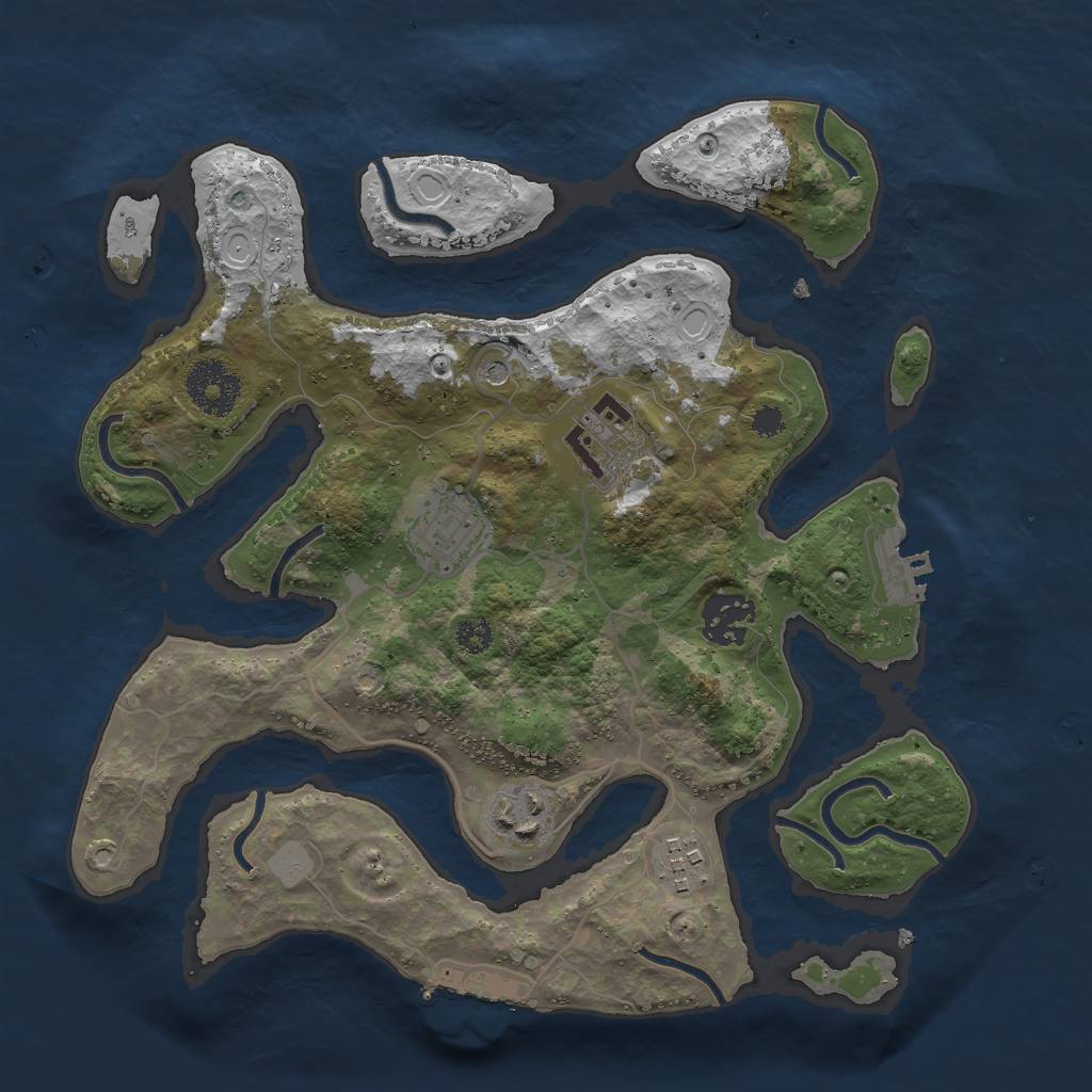 Rust Map: Procedural Map, Size: 3000, Seed: 9991, 13 Monuments