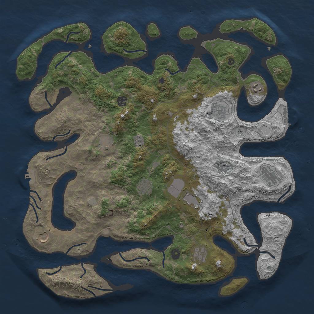 Rust Map: Procedural Map, Size: 4500, Seed: 2427754, 18 Monuments