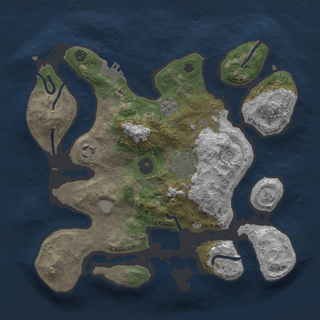 Rust Map: Procedural Map, Size: 3000, Seed: 1428775942, 10 Monuments