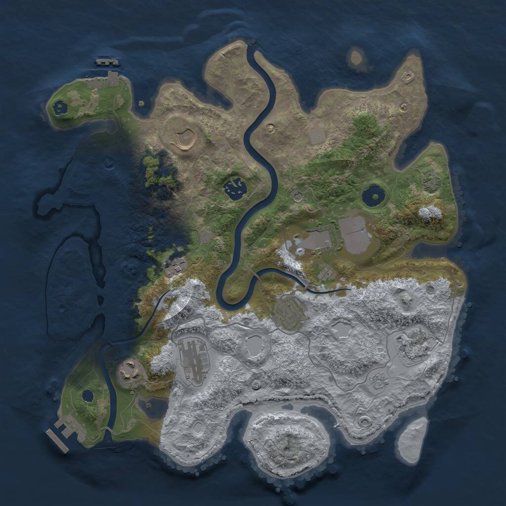Rust Map: Procedural Map, Size: 3500, Seed: 183583433, 14 Monuments