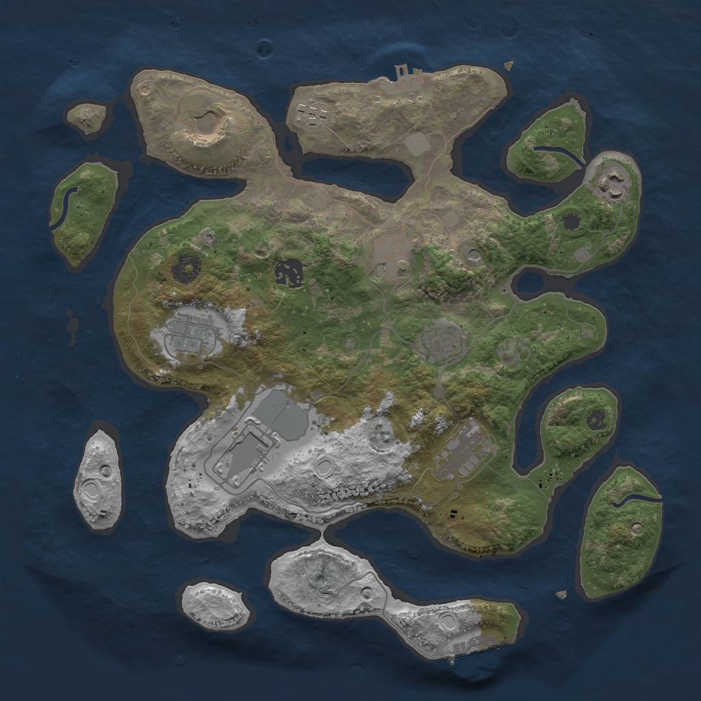 Rust Map: Procedural Map, Size: 3500, Seed: 1628283141, 17 Monuments